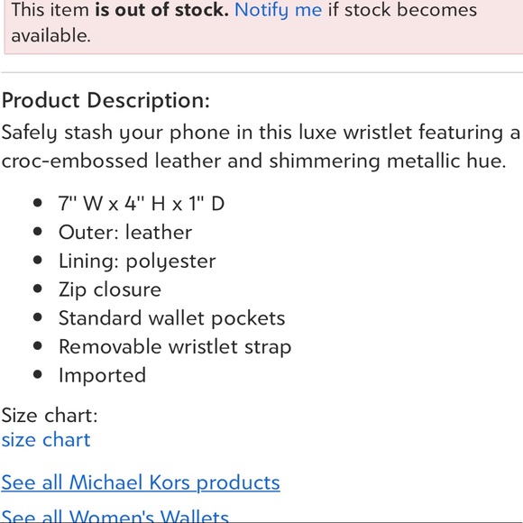 Michael Kors Gold Croc Embossed Leather Zip Wallet - Picture 6 of 6